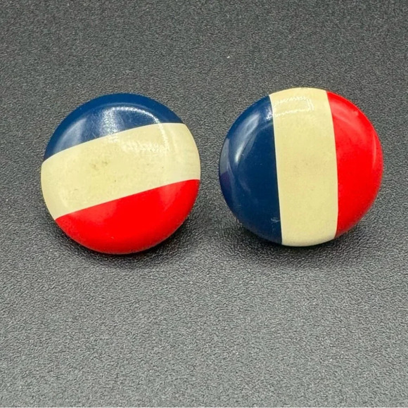 Patriotic Vintage  Red White and Blue Enamel Clip On Earrings - Picture 6 of 9